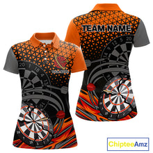 Load image into Gallery viewer, Modern Tangerine &amp; Black Geometric Dartboard - Custom Women&#39;s Darts Jersey With Name NYN0338