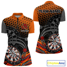 Load image into Gallery viewer, Modern Tangerine &amp; Black Geometric Dartboard - Custom Women&#39;s Darts Jersey With Name NYN0338