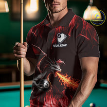 Load image into Gallery viewer, Custom Red Flaming Dragon 8 Ball Billiard Polo Shirts For Men, Dragon Billiard Pool Team Shirt NYN3291