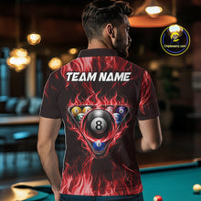 Load image into Gallery viewer, Custom Red Flaming Dragon 8 Ball Billiard Polo Shirts For Men, Dragon Billiard Pool Team Shirt NYN3291