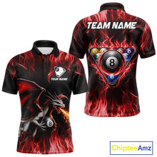 Load image into Gallery viewer, Red dragon 8 ball pool polo shirt for men custom billiard team apparel