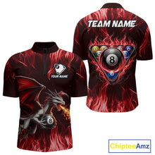 Load image into Gallery viewer, Red dragon 8 ball pool polo shirt for men custom billiard team apparel