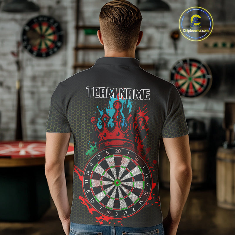 Multicolor Crown Dartboard Grunge Darts Shirt For Men - Custom Name & Team Jersey NYN0608