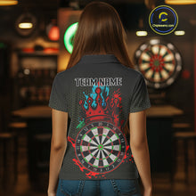 Load image into Gallery viewer, Multicolor Crown Dartboard Grunge Darts Shirt For Women - Custom Name &amp; Team Jersey NYN0608