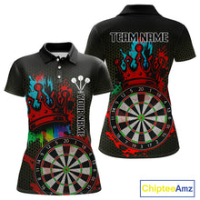 Load image into Gallery viewer, Multicolor Crown Dartboard Grunge Darts Shirt For Women - Custom Name &amp; Team Jersey NYN0608