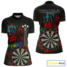 Load image into Gallery viewer, Multicolor Crown Dartboard Grunge Darts Shirt For Women - Custom Name &amp; Team Jersey NYN0608