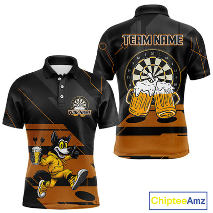 Wolf Play Darts & Beer Custom Funny Dart Polo Shirts For Men, Dart Team Jerseys NYN0797