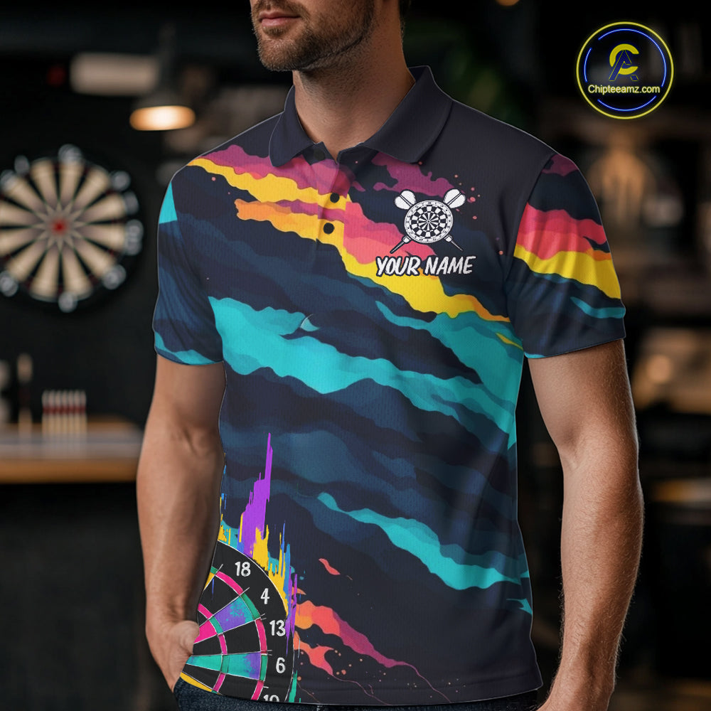Colorful Strike Dartboard Personalized Dart Shirts For Men Custom Rainbow Dart Team Jersey NYN4190