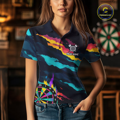 Colorful Strike Dartboard Personalized Dart Shirts For Women Custom Rainbow Dart Team Jersey NYN4190