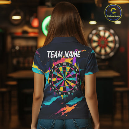 Colorful Strike Dartboard Personalized Dart Shirts For Women Custom Rainbow Dart Team Jersey NYN4190