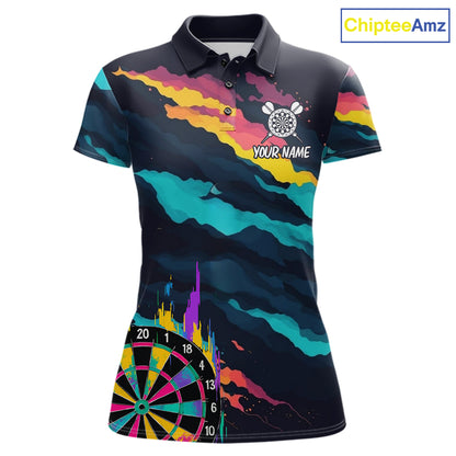 Colorful Strike Dartboard Personalized Dart Shirts For Women Custom Rainbow Dart Team Jersey NYN4190