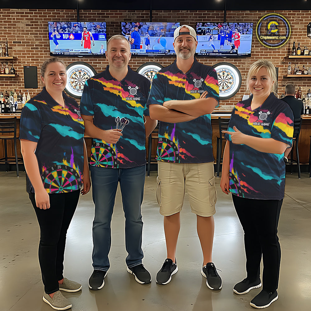 Colorful Strike Dartboard Personalized Dart Shirts For Men Custom Rainbow Dart Team Jersey NYN4190