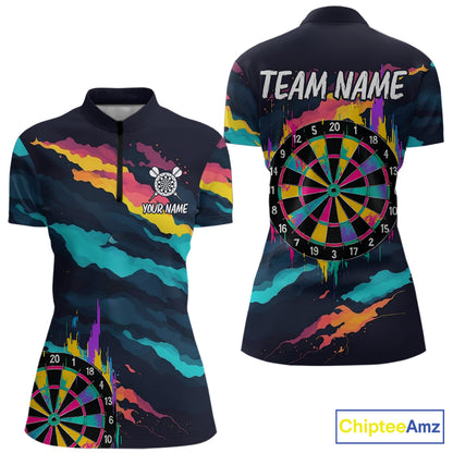 Colorful Strike Dartboard Personalized Dart Shirts For Women Custom Rainbow Dart Team Jersey NYN4190