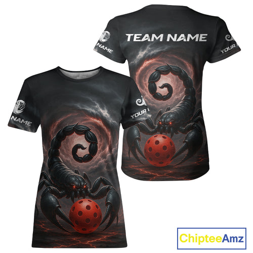 Custom Black And Red Scorpion Pickleball T-Shirt For Women Outfits Pickleball Jersey NYN1493