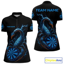Load image into Gallery viewer, Custom Lightning Blue And Black Scorpion Dart 1/4-Zip Shirt For Women Outfits Dart Team Jersey NYN1496