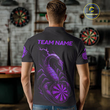 Load image into Gallery viewer, Custom Lightning Purple And Black Scorpion Dart Polo Shirt For Men Outfits Dart Team Jersey NYN1497