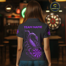 Load image into Gallery viewer, Custom Lightning Purple And Black Scorpion Dart Polo Shirt For Women Outfits Dart Team Jersey NYN1497