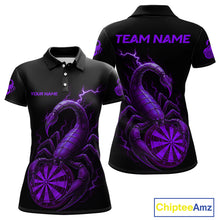 Load image into Gallery viewer, Custom Lightning Purple And Black Scorpion Dart Polo Shirt For Women Outfits Dart Team Jersey NYN1497
