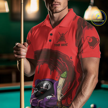 Red Dripping Funny Smoking 8 Ball Billiard Pool Shirt For Men Custom Billiard Team Jerseys NYN4607