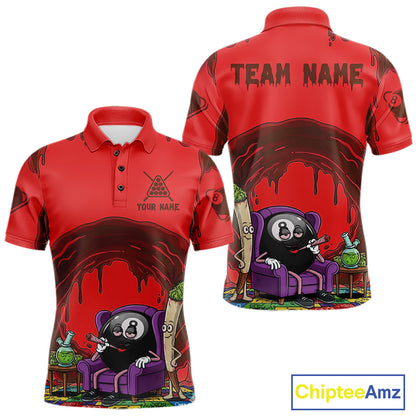 Red Dripping Funny Smoking 8 Ball Billiard Pool Shirt For Men Custom Billiard Team Jerseys NYN4607