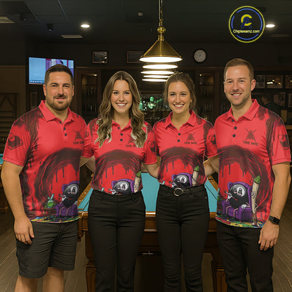 Red Dripping Funny Smoking 8 Ball Billiard Pool Shirt For Men Custom Billiard Team Jerseys NYN4607