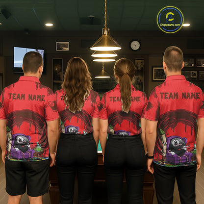 Red Dripping Funny Smoking 8 Ball Billiard Pool Shirt For Men Custom Billiard Team Jerseys NYN4607