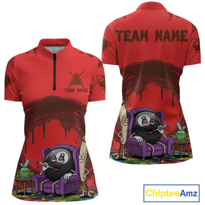 Red Dripping Funny Smoking 8 Ball Billiard Pool Shirt For Women Custom Billiard Team Jerseys NYN4607