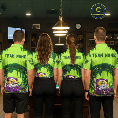 Green Dripping Funny Smoking 9-Ball Billiard Pool Shirt For Men Custom Billiard Team Jerseys NYN4608