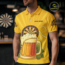Load image into Gallery viewer, Funny Cheer Beer &amp; Dartboard Barley Flowers Custom Men Polo Darts Shirt Dart Jersey NYN2031