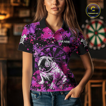 Load image into Gallery viewer, Custom Purple Splash Funny Bulldog Women Darts Polo League Shirts Splatter Dart Team Jerseys NYN2254