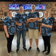 Load image into Gallery viewer, Blue Grunge Skull Cracked Glass Dartboard Custom Women Darts Polo Shirts Dart Team Jerseys NYN2258