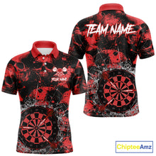 Load image into Gallery viewer, Red Grunge Skull Cracked Glass Dartboard Custom Men Darts Polo Shirts Dart Team Jerseys NYN2259