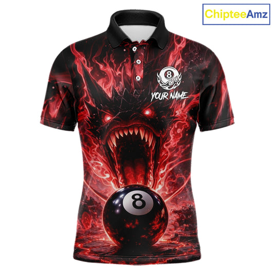 Dragon 3D Pool 8 Ball Men's Billiard Shirt Custom Red Flaming Billiard Team League Attire NYN2546