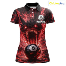 Load image into Gallery viewer, Dragon 3D Pool 8 Ball Women's Billiard Shirt Custom Red Flaming Billiard Team League Attire NYN2546