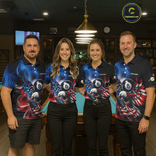Load image into Gallery viewer, US Flag Eagle Pool 8 Ball &amp; 9 Ball Men's Billiard Shirt Custom Freedom Patriotic Billiard Attire NYN2548