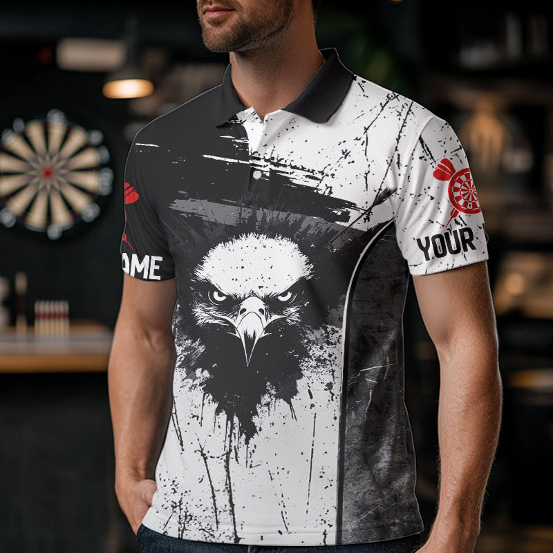 Personalized Eagle And Skull Grunge Style Dart Shirts For Men, Dart Team Jerseys NYN0016