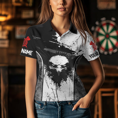 Personalized Eagle And Skull Grunge Style Dart Shirts For Women, Dart Team Jerseys NYN0016