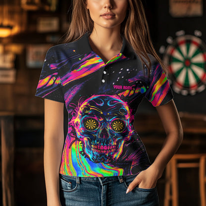 Colorful Psychedelic Skull Custom Dart Shirts For Women, Dart Team Jerseys NYN0020