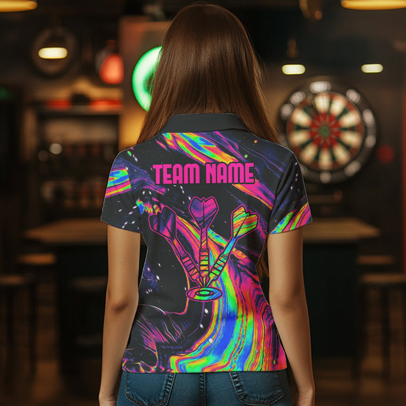 Colorful Psychedelic Skull Custom Dart Shirts For Women, Dart Team Jerseys NYN0020