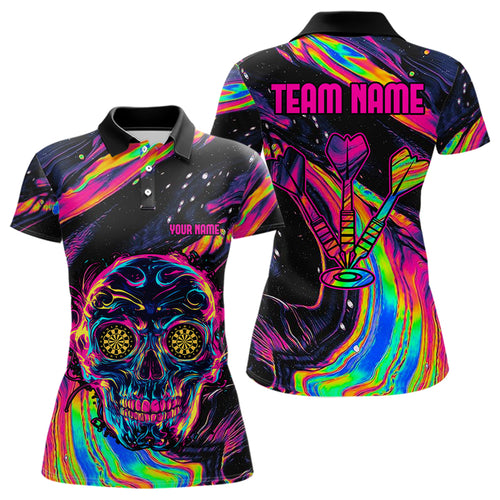 Colorful Psychedelic Skull Custom Dart Shirts For Women, Dart Team Jerseys NYN0020