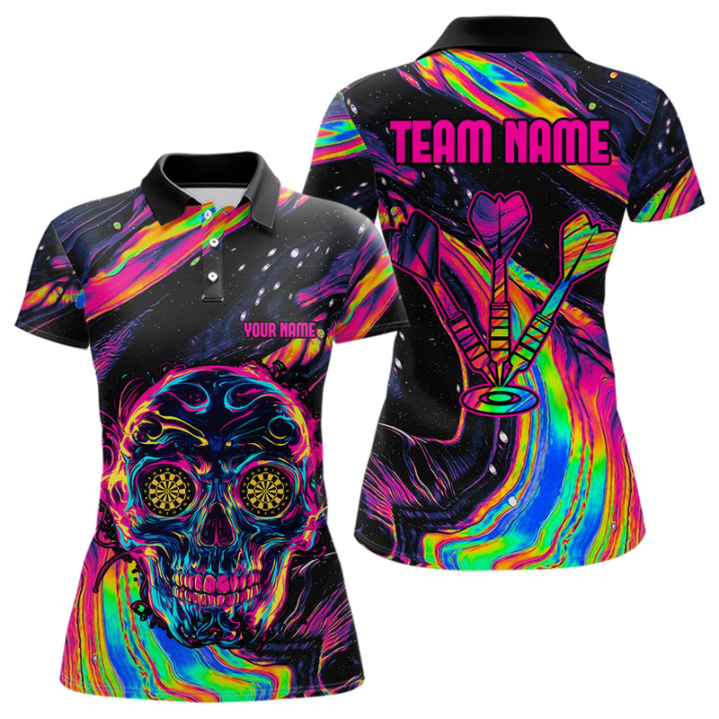 Colorful Psychedelic Skull Custom Dart Shirts For Women, Dart Team Jerseys NYN0020