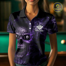 Load image into Gallery viewer, Purple Grim Reaper Billiard Shirts For Women Custom Smoke Skull Flame League Billiard Jerseys NYN2919