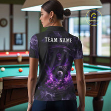 Load image into Gallery viewer, Purple Grim Reaper Billiard Shirts For Women Custom Smoke Skull Flame League Billiard Jerseys NYN2919