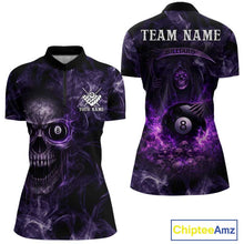 Load image into Gallery viewer, Purple Grim Reaper Billiard Shirts For Women Custom Smoke Skull Flame League Billiard Jerseys NYN2919