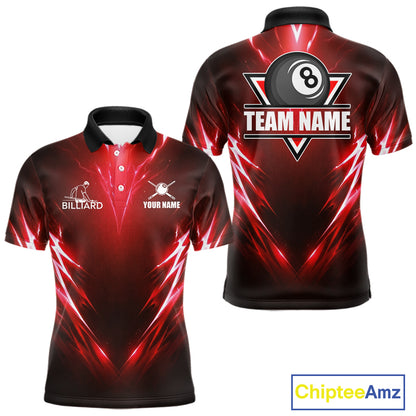 Black And Red 8 Ball Pool Billiard Shirts For Men Custom Lightning Pool Team Billiard Jersey NYN2925