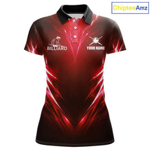 Load image into Gallery viewer, Black And Red 8 Ball Pool Billiard Shirts For Women Custom Lightning Pool Team Billiard Jersey NYN2925