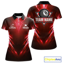 Load image into Gallery viewer, Black And Red 8 Ball Pool Billiard Shirts For Women Custom Lightning Pool Team Billiard Jersey NYN2925