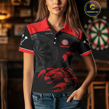 Load image into Gallery viewer, Black And Maroon Scorpion Darts Shirt For Women - Custom Team Name - Darts Jersey NYN0346