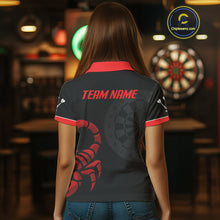 Load image into Gallery viewer, Black And Maroon Scorpion Darts Shirt For Women - Custom Team Name - Darts Jersey NYN0346