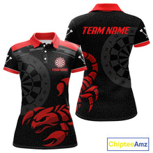 Load image into Gallery viewer, Black And Maroon Scorpion Darts Shirt For Women - Custom Team Name - Darts Jersey NYN0346